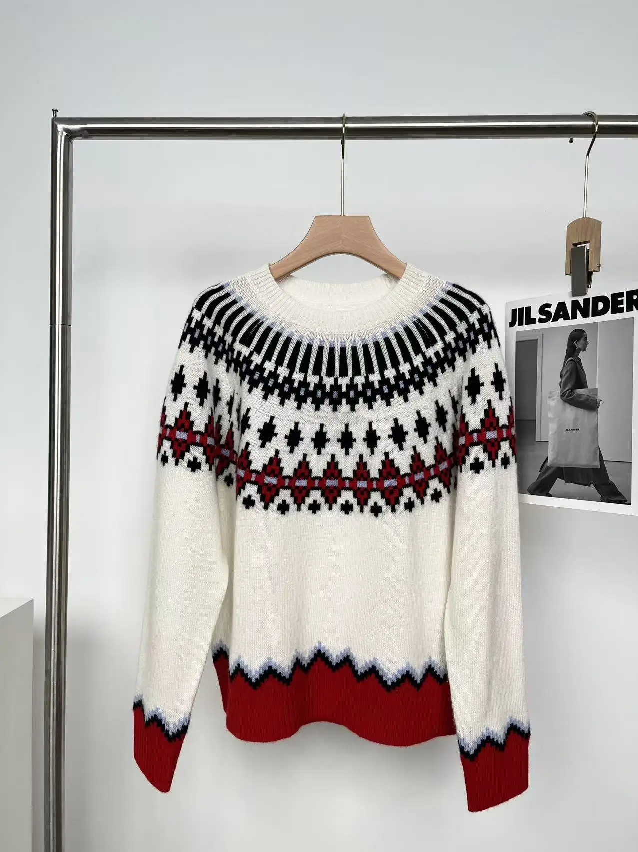 

Высококачественный контрастный кашемировый свитер с круглым вырезом, женский элегантный свободный вязаный свитер