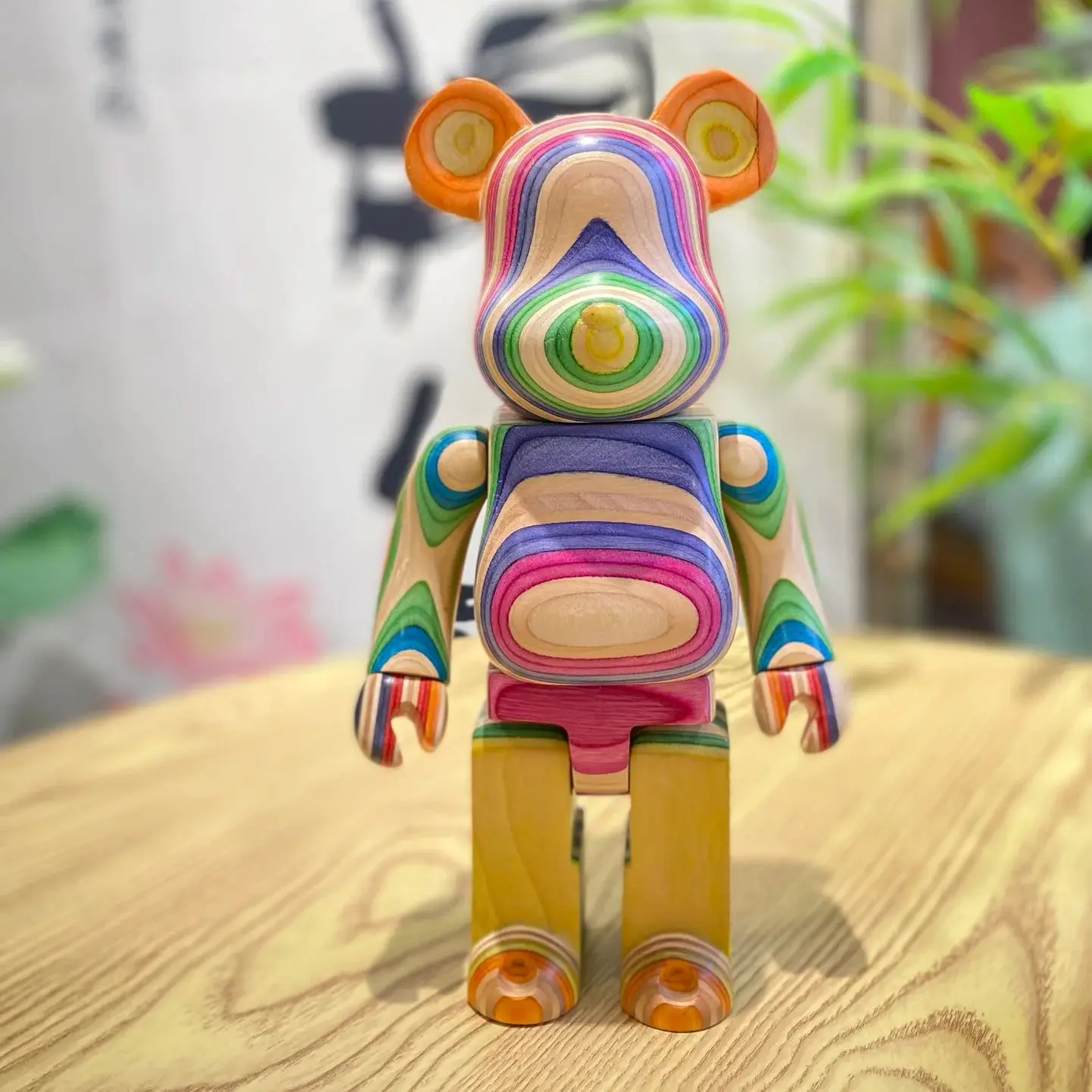 

Bearbrick 400%✖️Haroshi Rainbow Wooden Bear Vertical Grain Model 28cm Height Third Generation New Handmade Ornaments