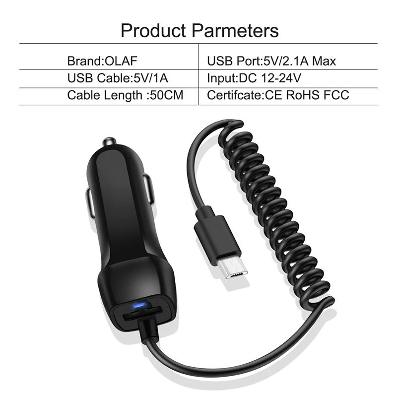 48W USB Fast Car Charger Stretch Cable Adapter for IPhone13 12 11 14 Pro Max Samsung Galaxy Note20 Android Type-c car Charger