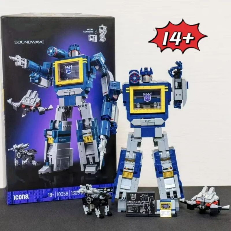 MINISO صالح 10358 روبوت Soundwave اللبنات الجمعية الطوب نموذج لعب لصبي أطفال عيد الميلاد هدية عيد ميلاد ديكور المنزل