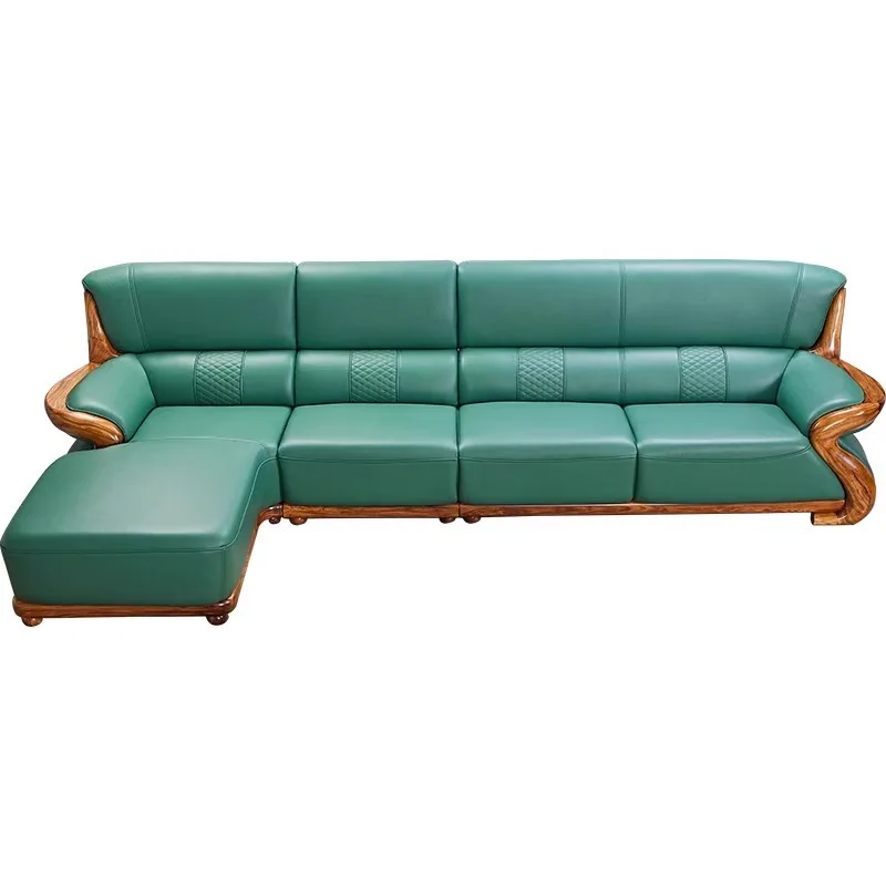 

New Chinese ebony wood, leather sofa, corner princess combination