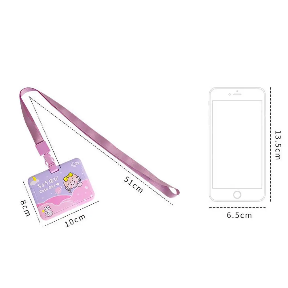 Student Cute Bank Card Lanyard Meal Card Cartoon Card Case Card Holder Bus Card Cover Credit ID Card