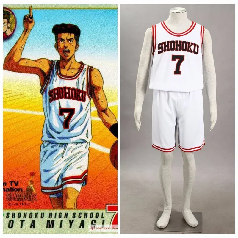 SLAM DUNK Miyagi Ryota White NO.7 Halloween  Anime Cosplay Costume For Kids Adults