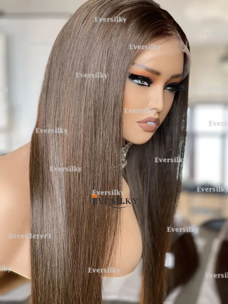 

Brown Straight hair 13x6 lace front wig Glueless womens long brown wig Transparent lace 360 front wig Remy Martin hair 13X4 lace