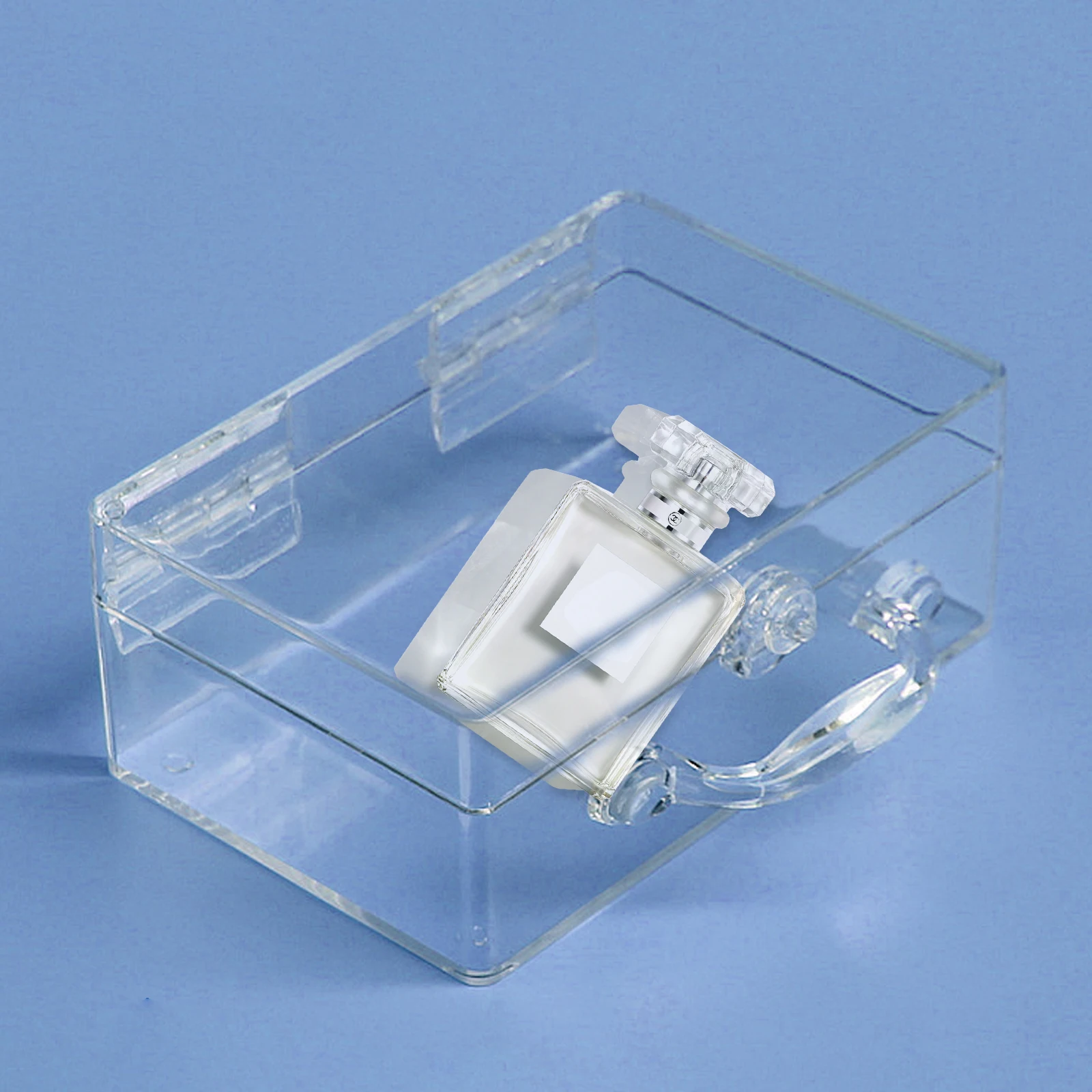 

Convenient To Carry Clear Storage Box With Lock For Cotton Pads Makeup Sponges Bathroom Organizers Cosmetics Bags