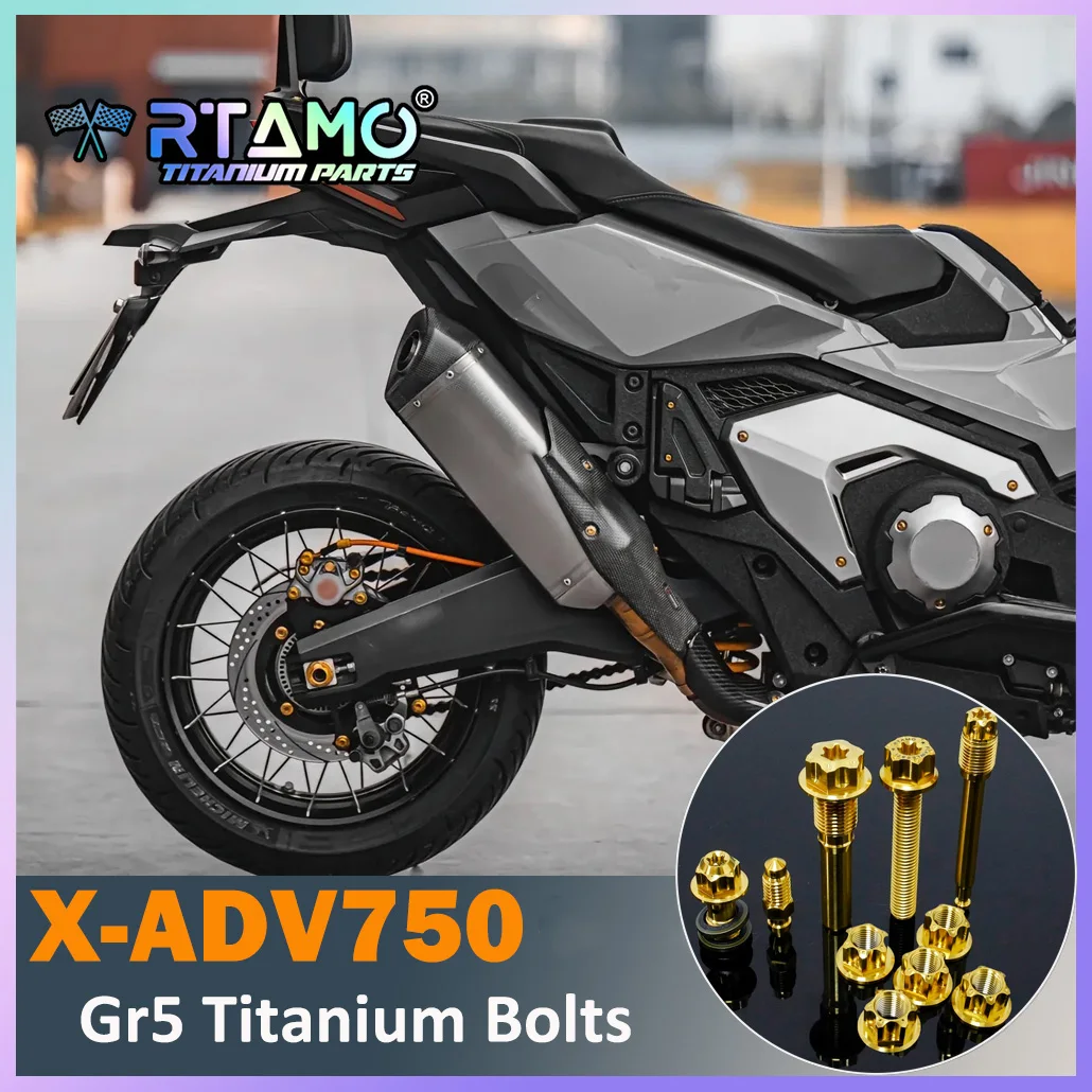 RTAMO Titanium Gr5 Bolts for Honda X-ADV750 Chain Cover Sprocket Rear Chain Adjust Nut Pipe Cover Rear Brake Pump