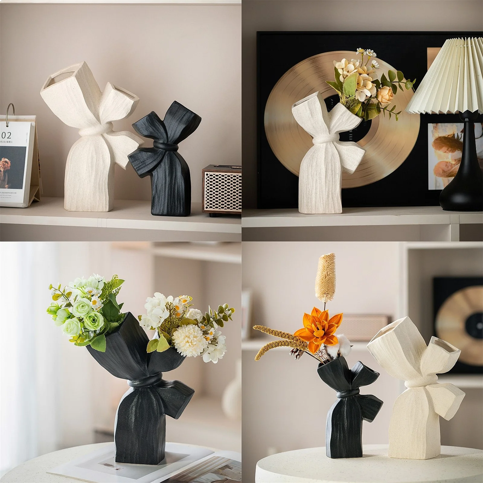 Modern Luxury Handmade Ceramic Art Vase Elegant Centerpiece for Living Room TV Cabinet Table Decor Home Gift