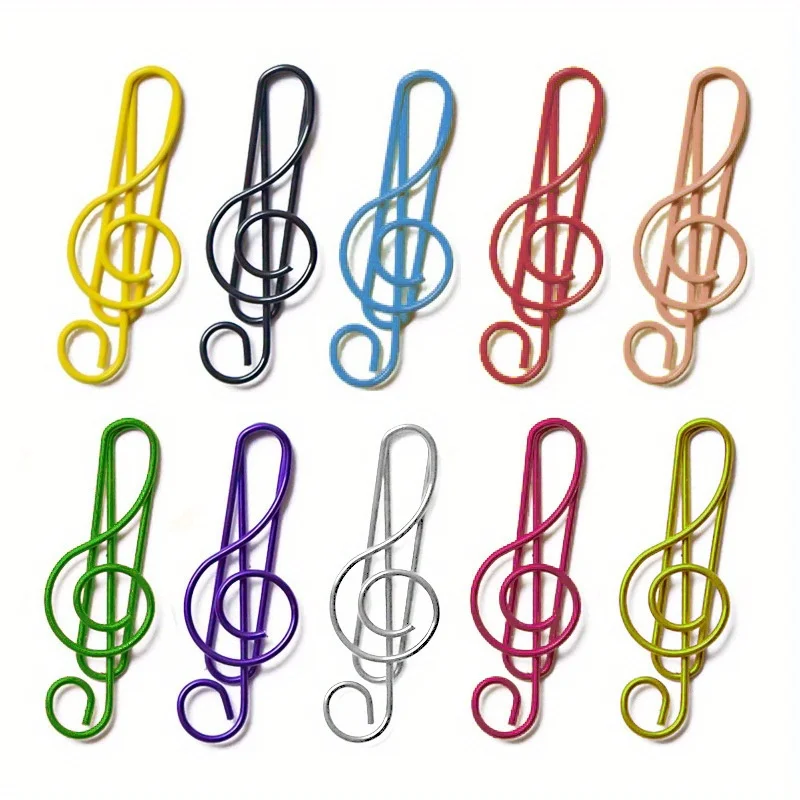 20/30/40pcs Metal Colorful Musical Note Shaped Paper Clip Bookmark Stationery School Office Supply clip holder
