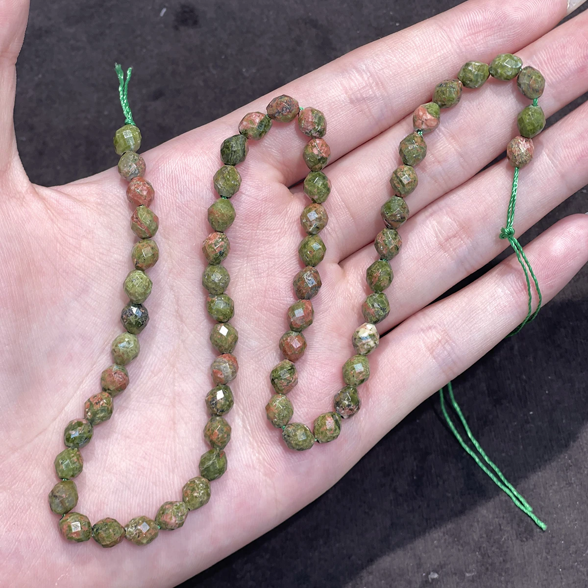 Natural Semi-Precious Dialogite/Prehnite Diamond Beads 6.5x7.5mm For Jewelry Making DIY Necklace Bracelet Earrings Accessory
