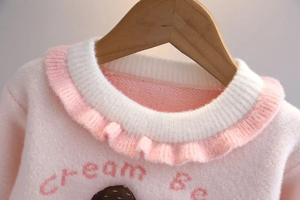 Korean Style Sweaters For Girls 2024 Wool Knitwear Cute Mushroom Little Girl's Sweaters Autumn Winter Fashion Clothes