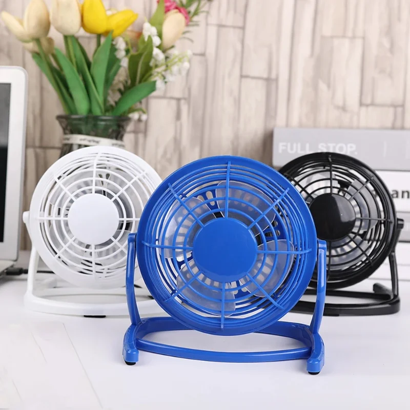 Strong Wind USB Silent Fan Desk Cooler for Laptop Notebook Desktop PC Ofiice Summer Cooling Fans 4 Blade Rotatable USB Mini Fan