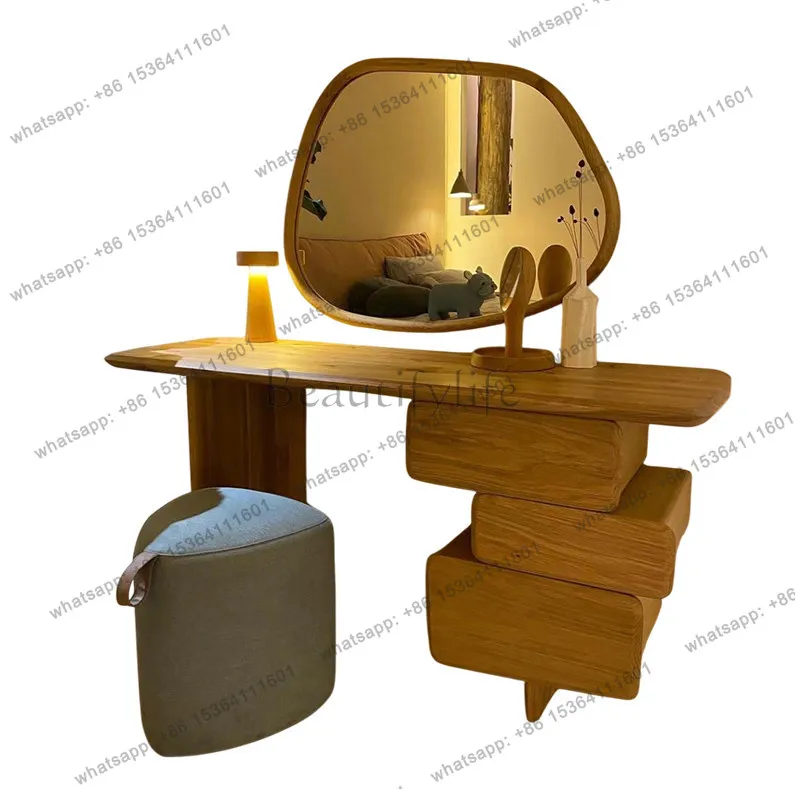 

Medieval solid wood dresser simple Nordic solid wood makeup table bedroom dressing cabinet