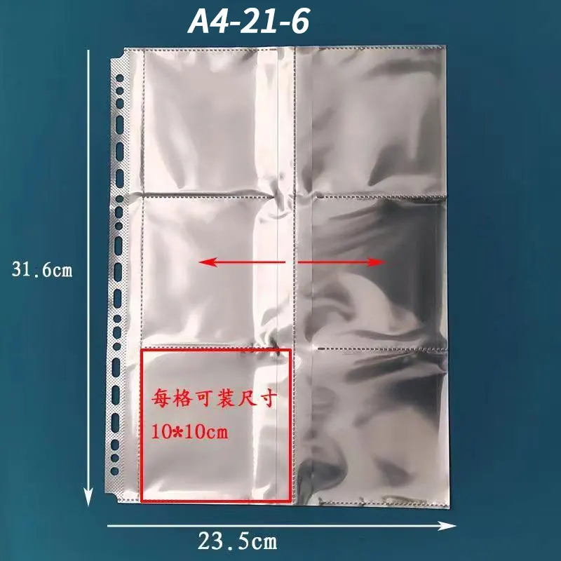 50 pz A4 21 Anelli Raccoglitore Maniche Trasparente Album Carte Interne Ricarica File Rapporti Collezione di Carte di Stoccaggio Organizzatore Stazionario
