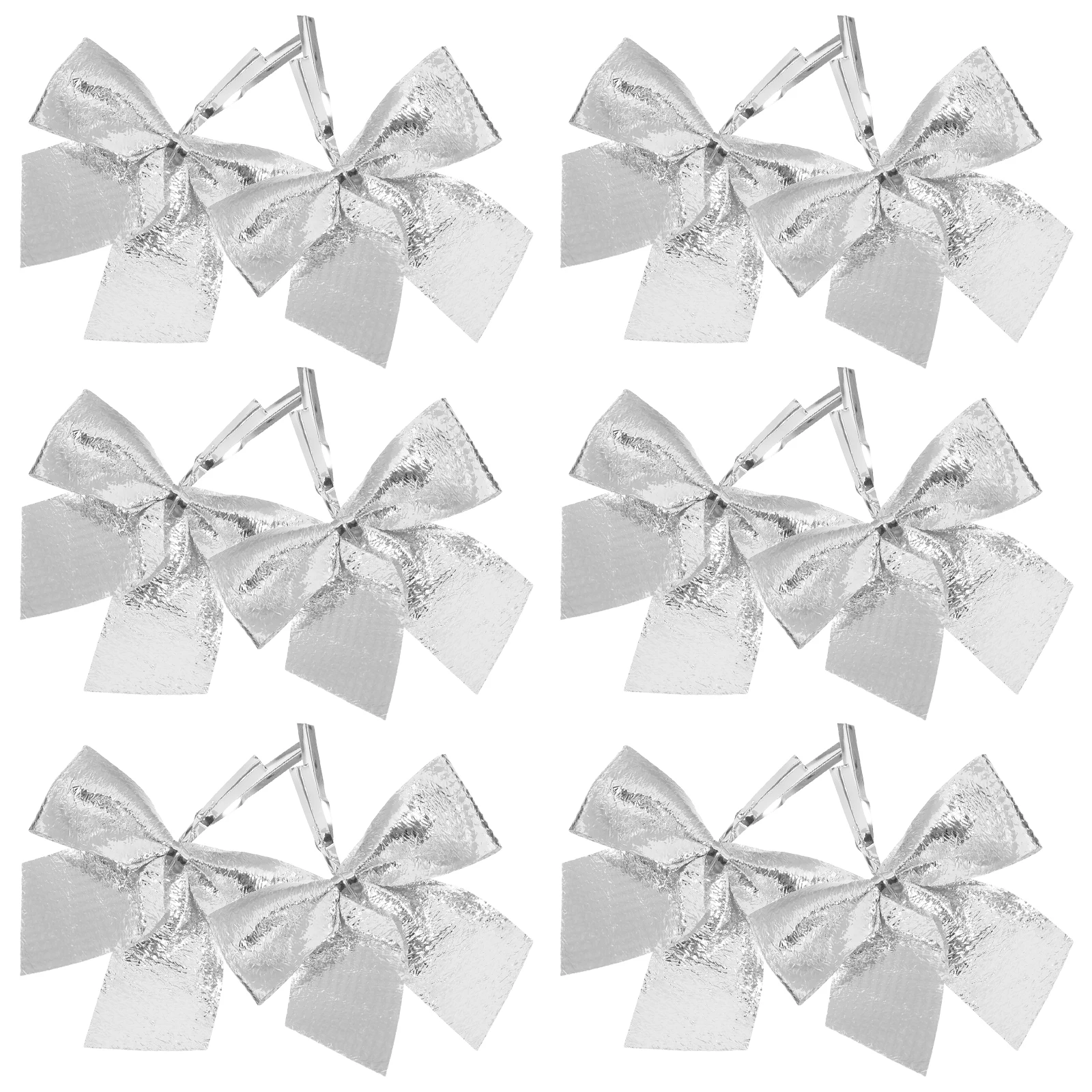 

12 Pcs Tree naments Mini Christmas Tree nament Glitter Bow Knots Silver Decor Pendant Hanging Xmas Wedding