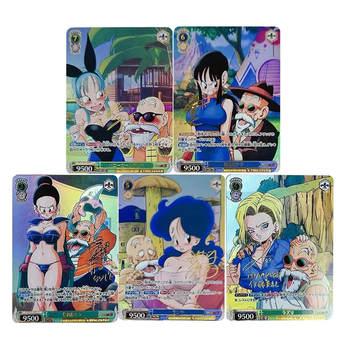 5Pcs/set Diy Goddess Story Bulma Android 18 Collection Card Hot Stamping Refraction Color Flash Chichi Anime Cards Diy Gift