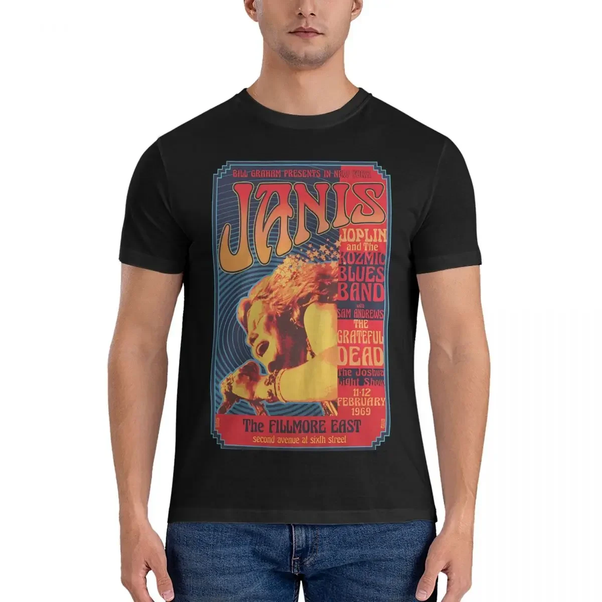 Poplular T-Shirts Men J-Janis Joplin Crazy Cotton Tee Shirt O Neck Short Sleeve T Shirts Summer Tops