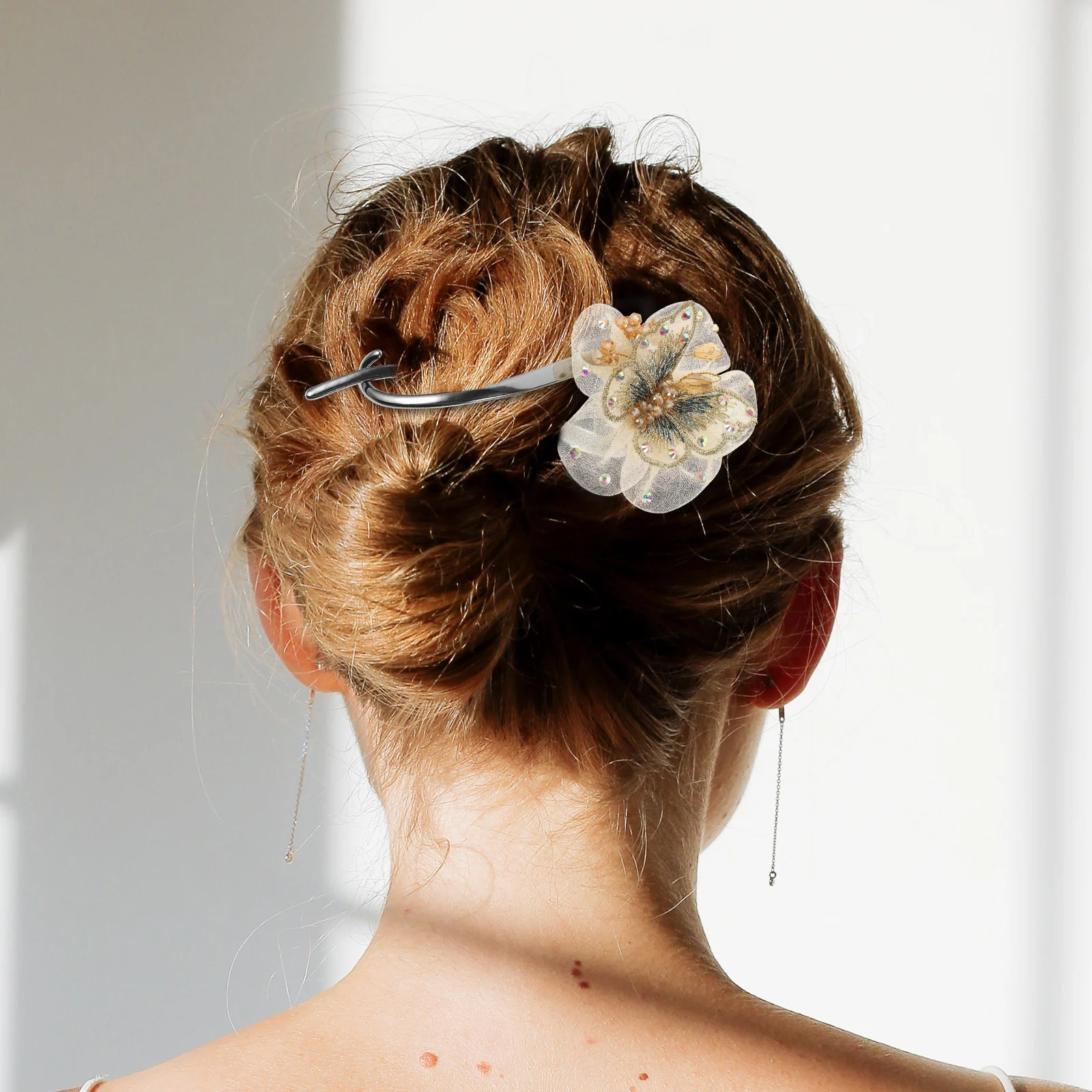 

Butterfly Hair Barrettes Bow Hairpin Clips U-shaped Rhinestones Alloy Decorative for Women Miss