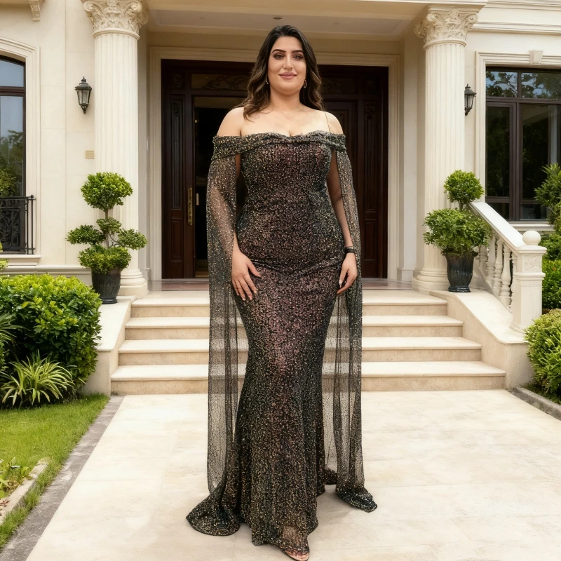 

African Plus Size Dresses for Women 2025 Spring Autumn African V-neck Half Sleeve Wedding Party Evening Long Dress Robes Gowns