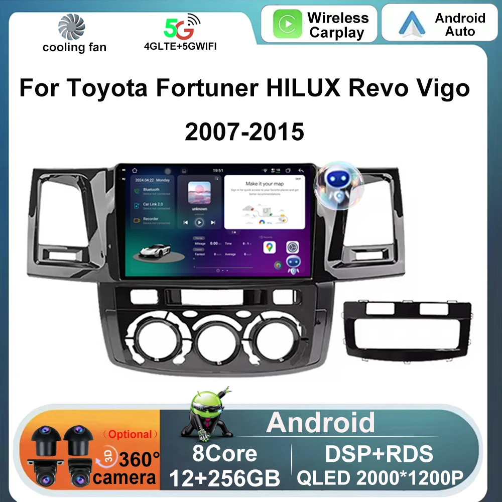 

For Toyota Fortuner Hilux 2005-2014 Android Auto Carplay Stereo Multimedia Bluetooth Car Radio Video Navigation GPS