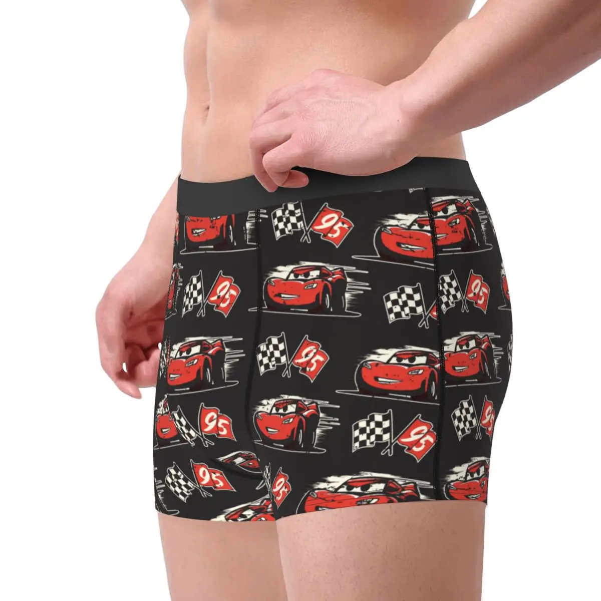 Funny Boxer Cars 3 Lightning McQueen Flag Shorts Panties Briefs Men Underwear Breathable Underpants for Male Plus Size