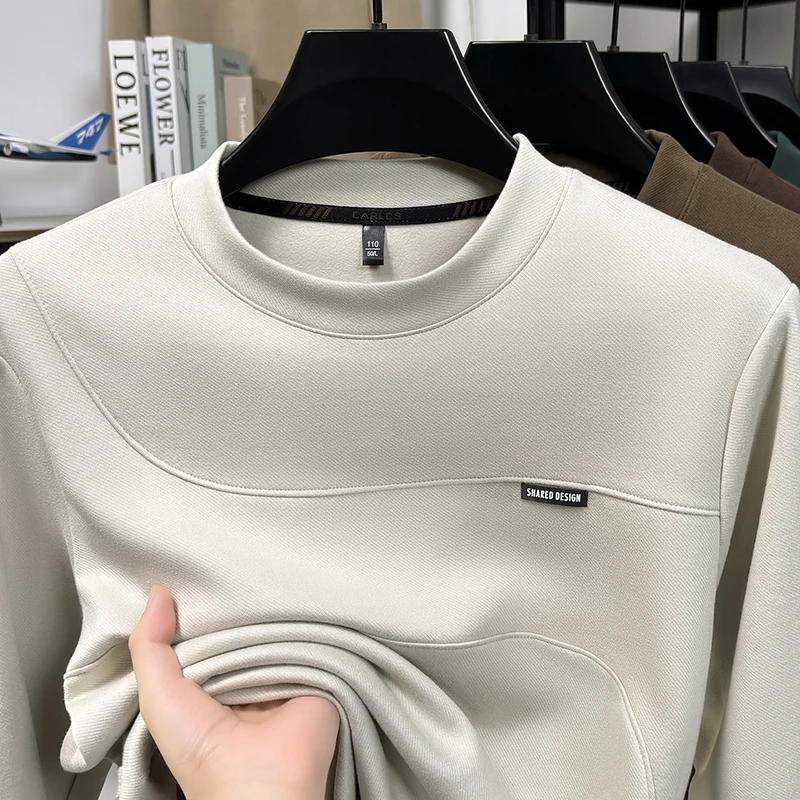 

Новая утолщенная толстовка с длинными рукавами, повседневный пуловер с круглым вырезом, осенний теплый мужской универсальный и простой топ