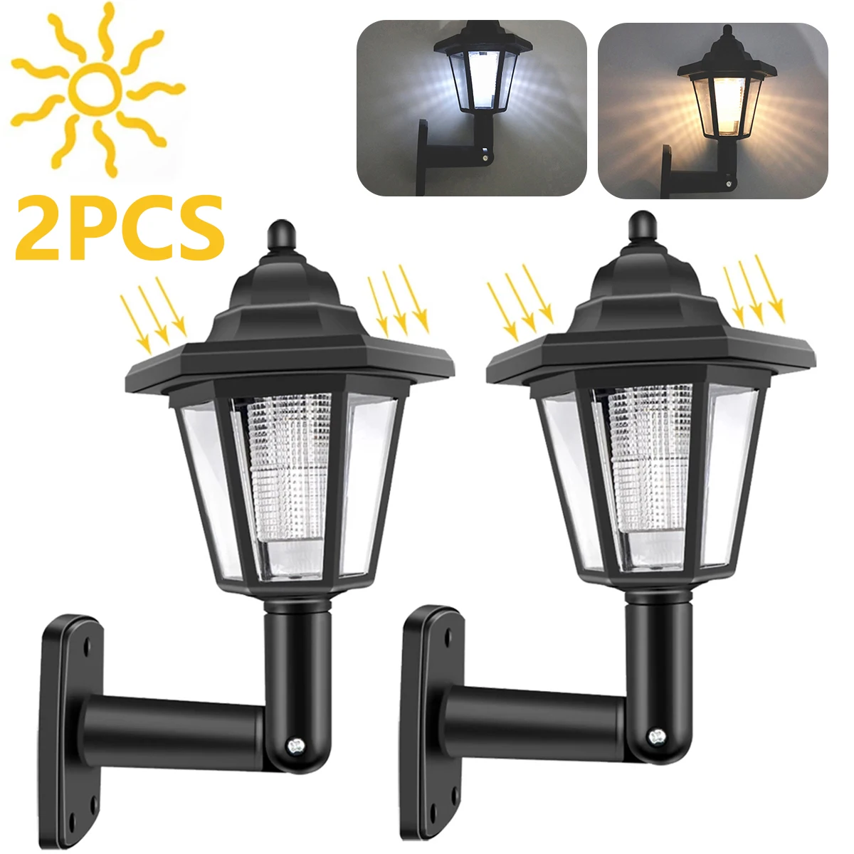 Hexagonal Solar Light Retro Solar LED Light Outdoor Garden Light Waterproof Landscape Lamp Yard Sconce Outdoor Solar Wall Lamp