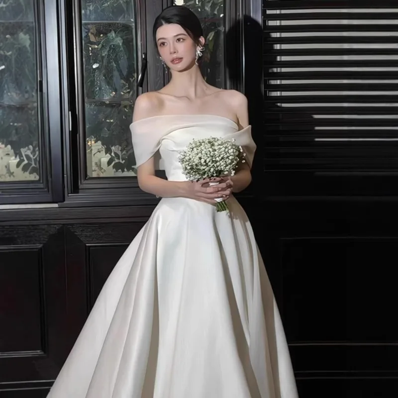 GIYSILE Customized One-shoulder Wedding Dress Simplicity 2025 New Fashion Luxury High-end Party Dress Trailing  Gauze Girl