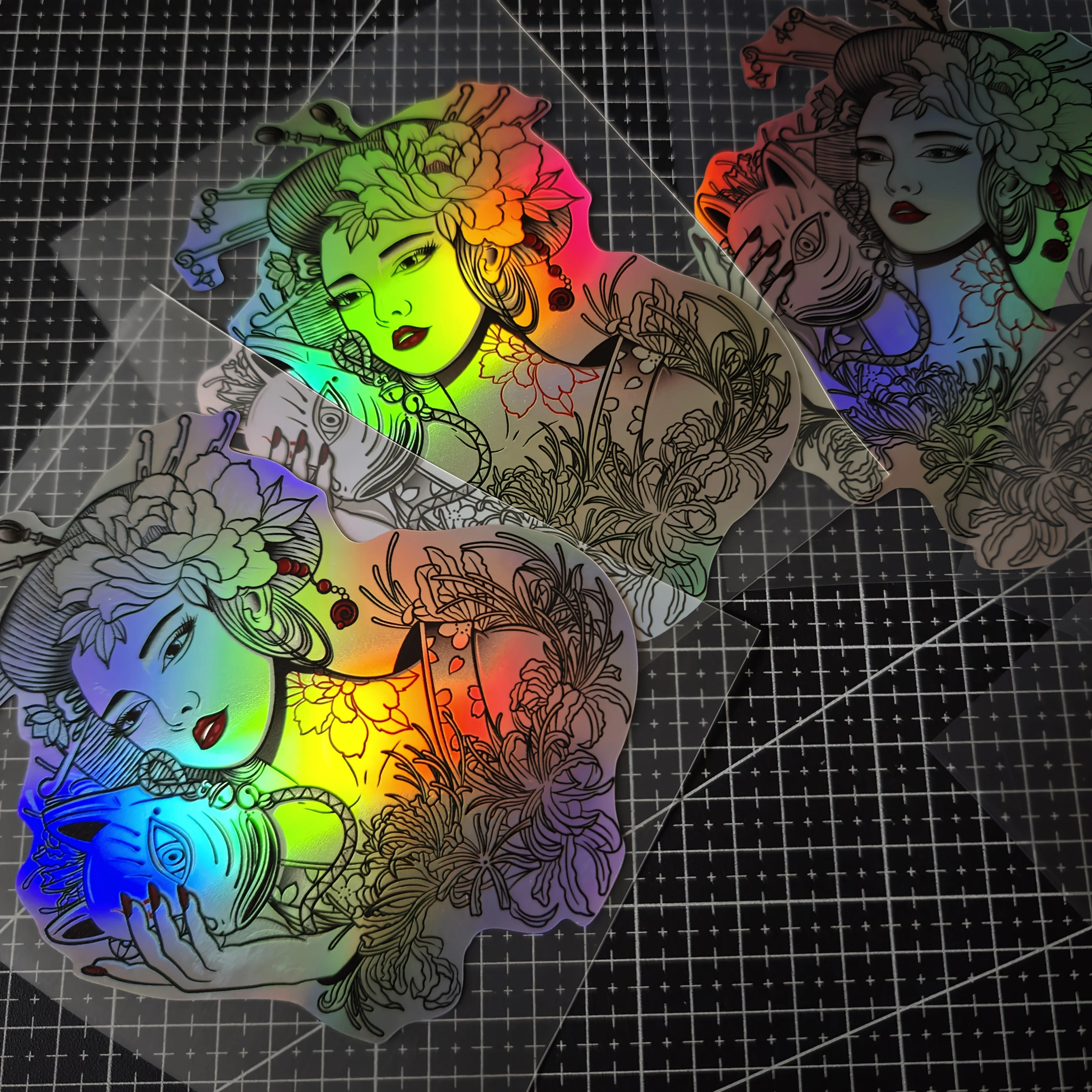 

1 шт. "Японские голографические наклейки гейши, отлично подходят для рюкзаков, настольных компьютеров, ноутбуков и японского декора"