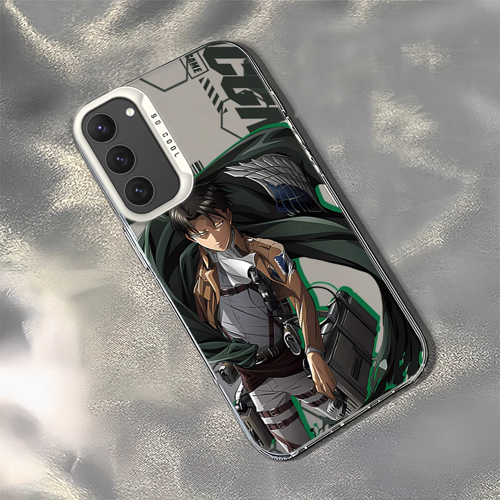 Anime A-Attack on T-Titan L-Levi Phone Case For Samsung Galaxy S24 S23 S22 Plus Ultra FE A71 A55 A54 A53 Laser Cover