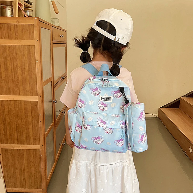 Sanrio Cute Melody Large Capacity Backpack Children Cartoon Schoolbag Fashion Printed Travel Bag School Supplies