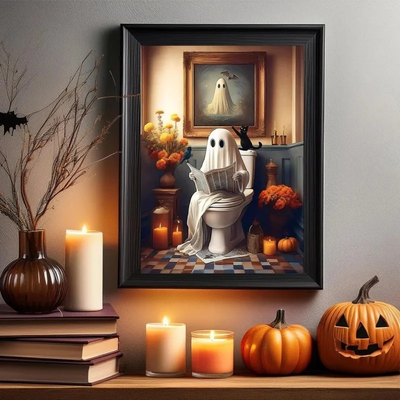 

Vintage Wall Art Music Sports Spooky Aesthetics Bicycle Halloween HD Canvas Print Poster Home Living Room Bedroom Decoration
