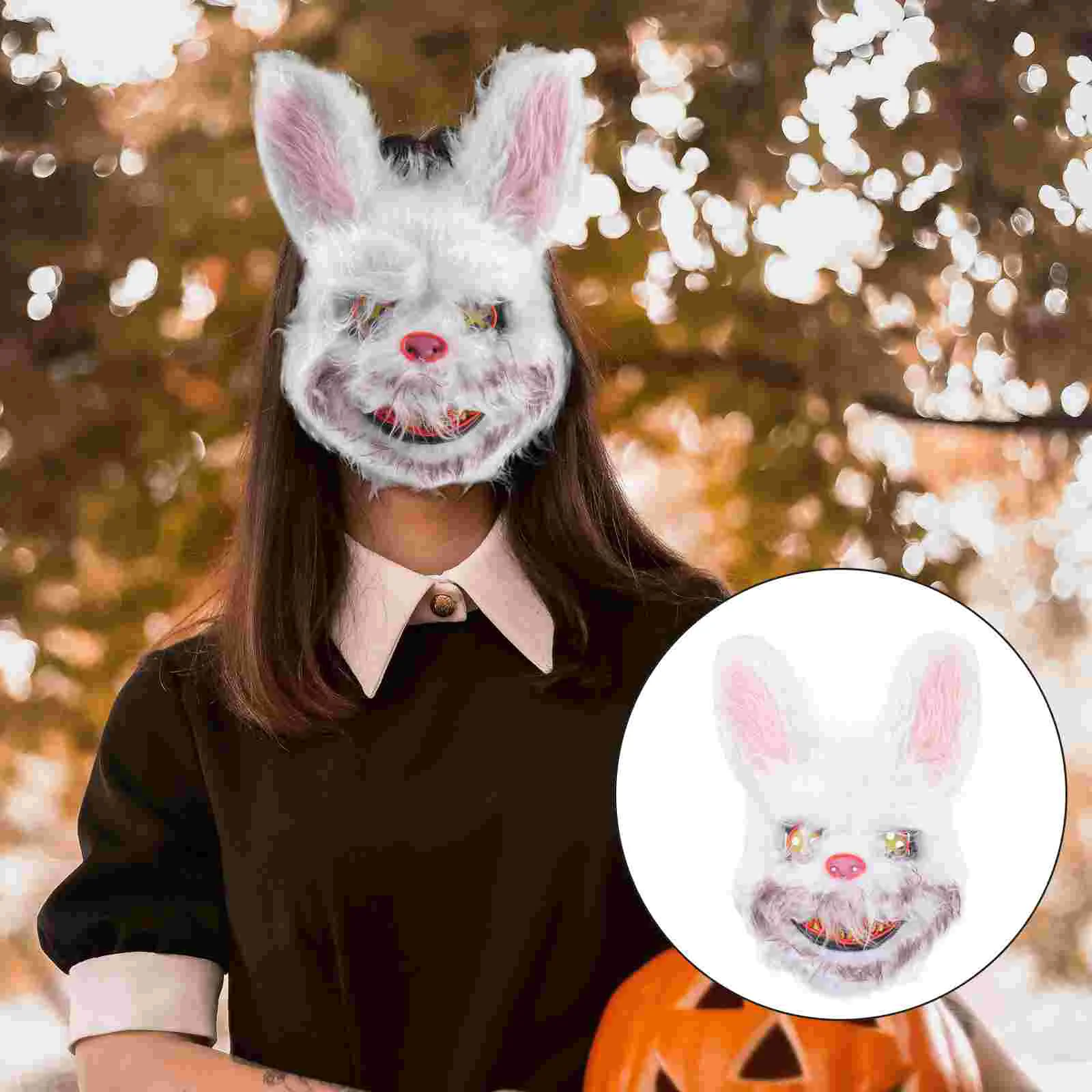 Party for Halloween Bunny Mask Kids Face Scary Rabbit Plastic Horror Adult Costume