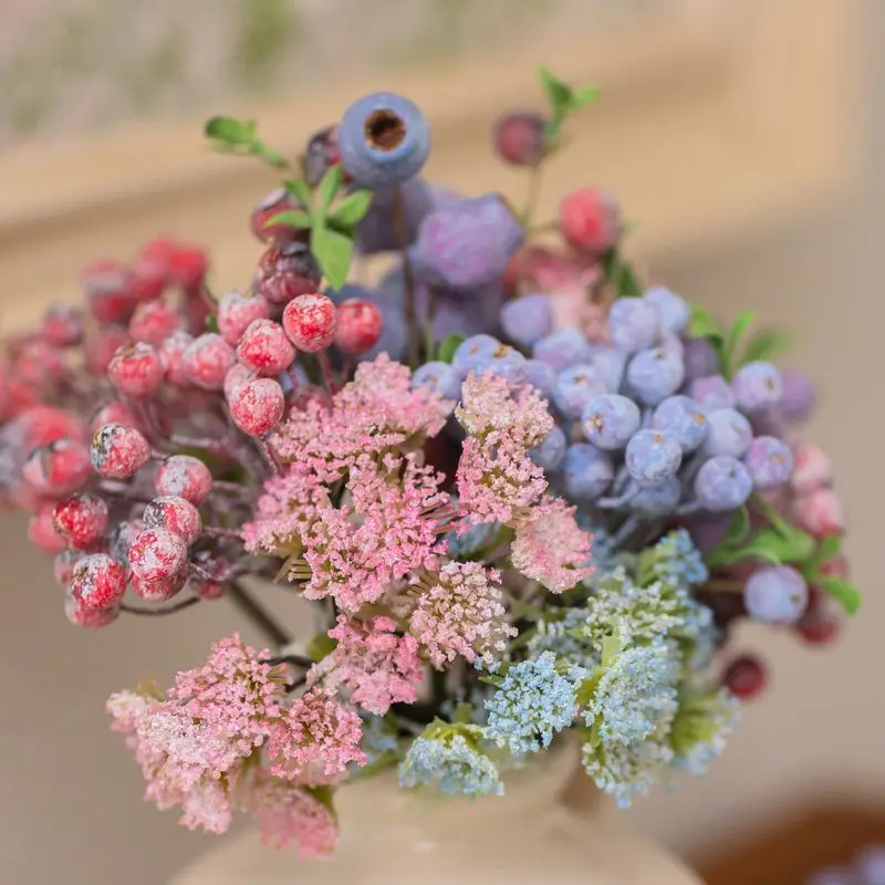 2 Bündel Künstliche Blumen, Beeren, Fruchtpflanzen, Bouquet, Heimdekoration, Ornamente, Brautsträuße, Hochzeitsdekoration, Fotografie-Requisiten – Detail 12