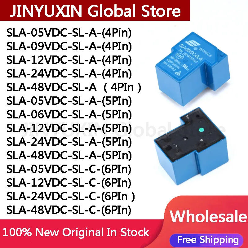 5Pcs SLA-05VDC-SL-A SLA-09VDC-SL-A SLA-12VDC-SL-A SLA-24VDC-SL-A SLA-48VDC-SL-A SLA-05VDC 4Pin 5Pin 6Pin Relay