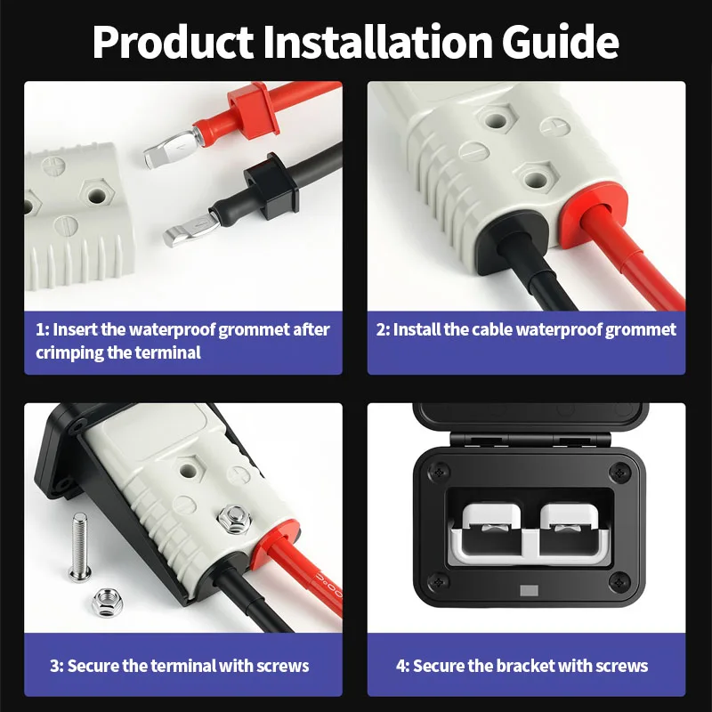 50A 120A 175A 350A 600V Battery Connector Plug for Electric Vehicle 12-24V DC Power Tool Charger RV Solar Battery Accessories