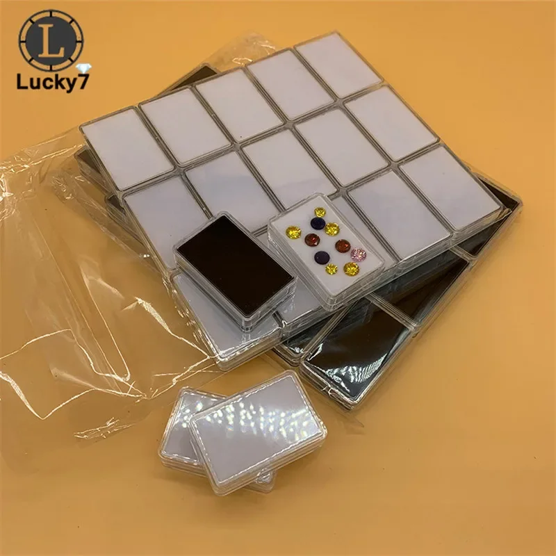 Wholesale 18pcs/lot Rectangular Transparent Display Box Jewelry Storage Jade Box Gemstone Memory Cotton Jewelry Packaging Box