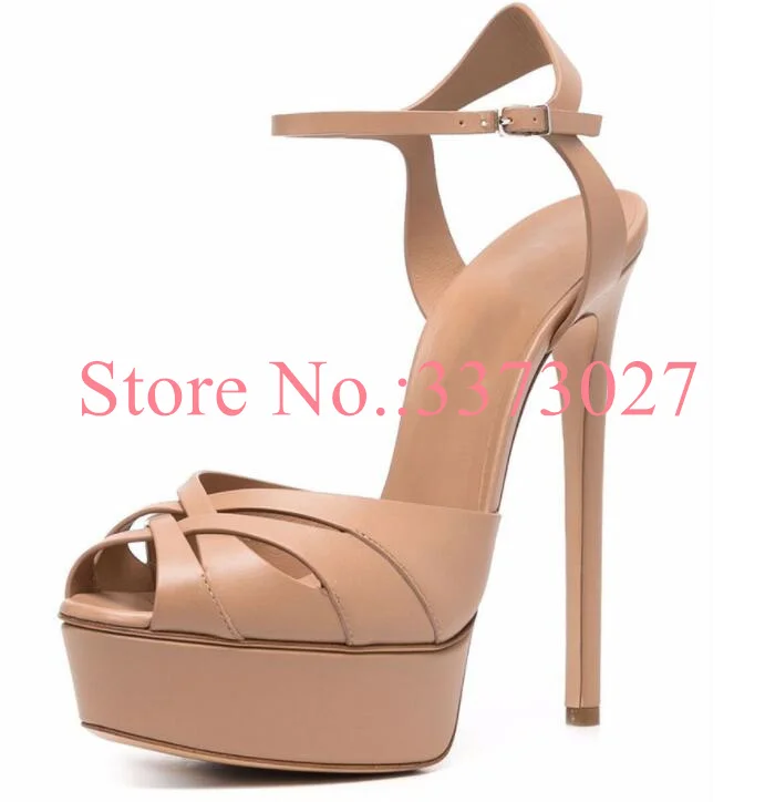 New Nude Black Color Woman Super High Heel Platform Sandals Fashion Lady Peep Toe Pink White Large Size High Heels