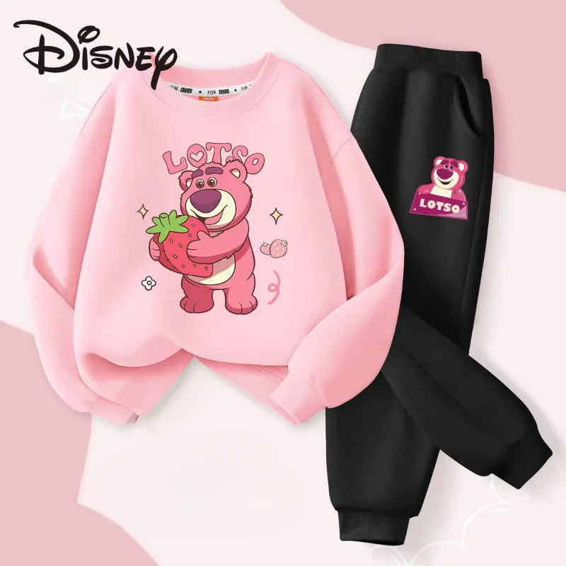 Jesienny zestaw ubrań dla dziewczynki i chłopca Dzieci Disney Lotso Bluza z nadrukiem Top i spodnie Buttom 2-częściowy garnitur Bawełniany dres