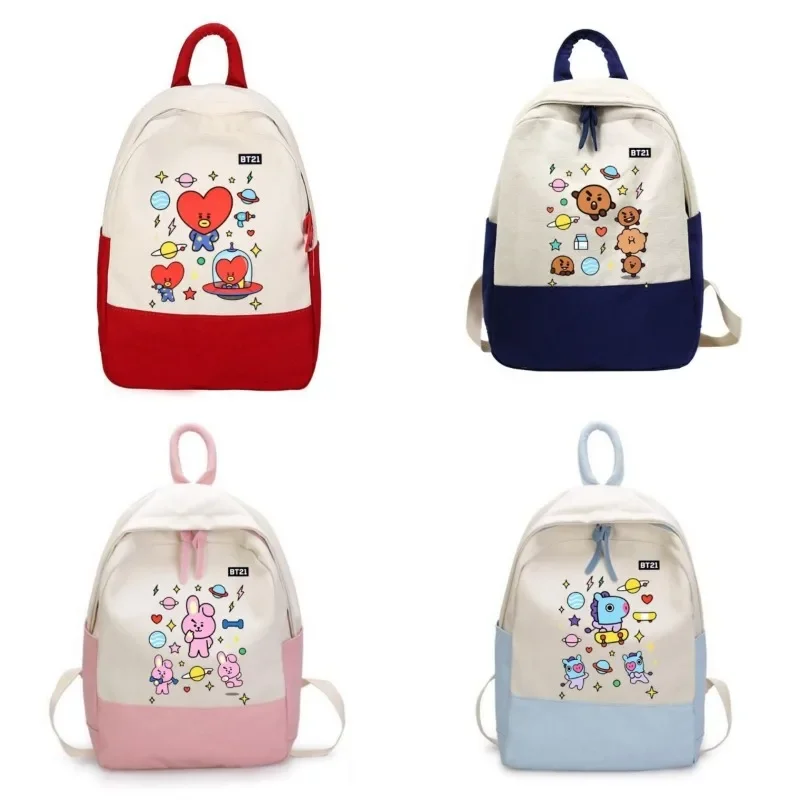 2024 BT21 Peripheral Tata Cooky Chimmy Cute Cartoon Support Male Female Students School Bag Anime Kawaii Shooky Backpack Gift