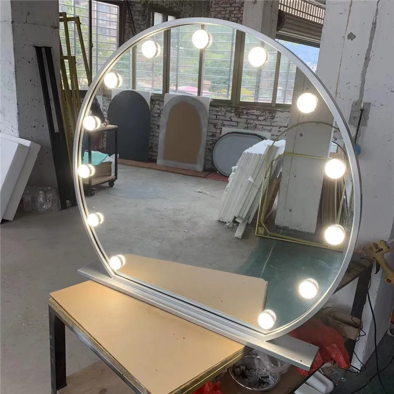 Professional Studio Makeup Mirror Wedding Shop Studio LED with Bulb Fill Light Makeup Mirror Wall Mounted Commercial