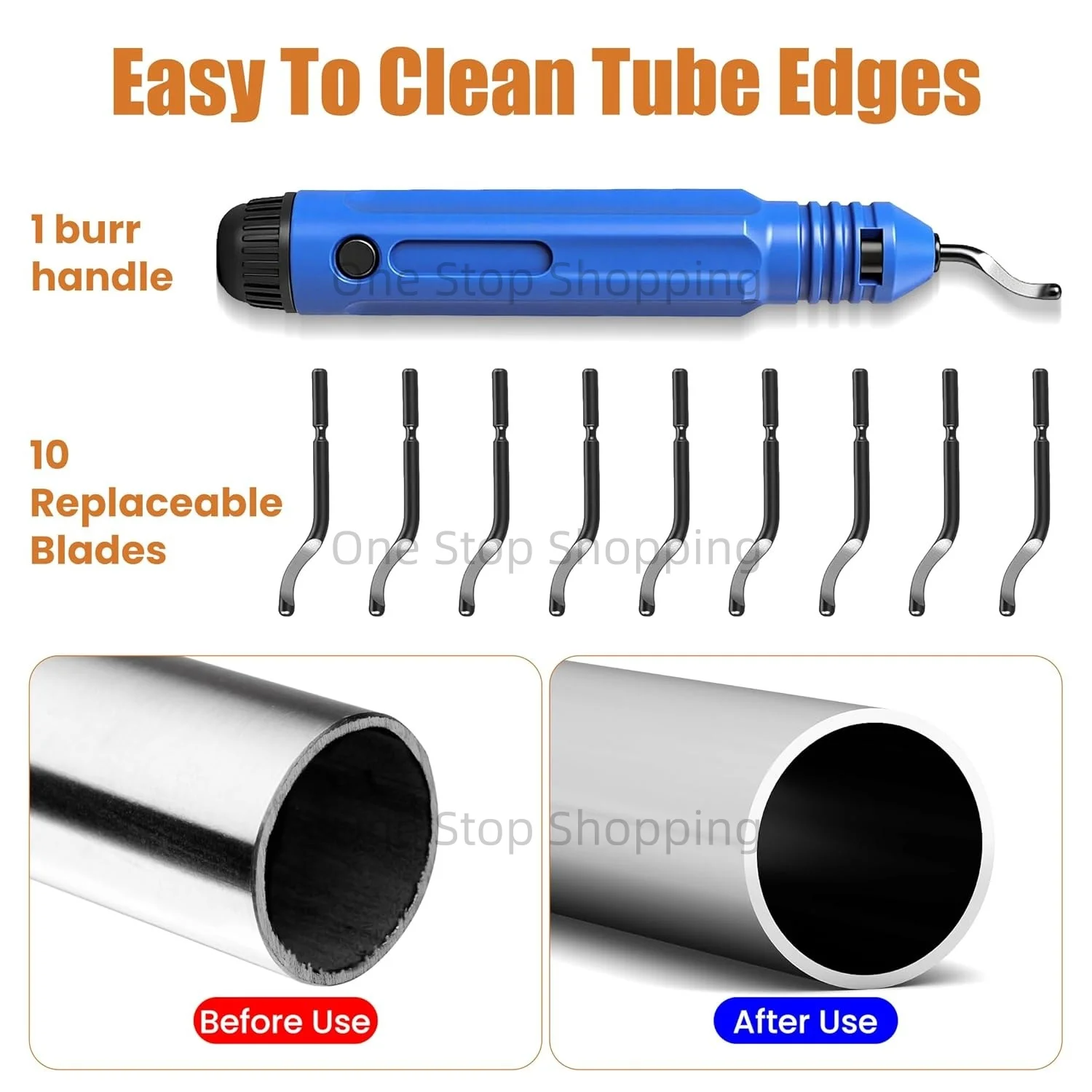 Deburring Tool Kit Plastic Handle with 1/11/16/31/41 Replacement Blade 360 Degree Rotating Head Deburring for Wood Metal Plastic