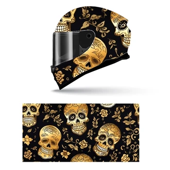 Kafatasları ve çiçekler desen tam kask Wrap Sticker motosiklet kask yarış grafik çıkartması vinil Wrap kask dekoratif Sticker
