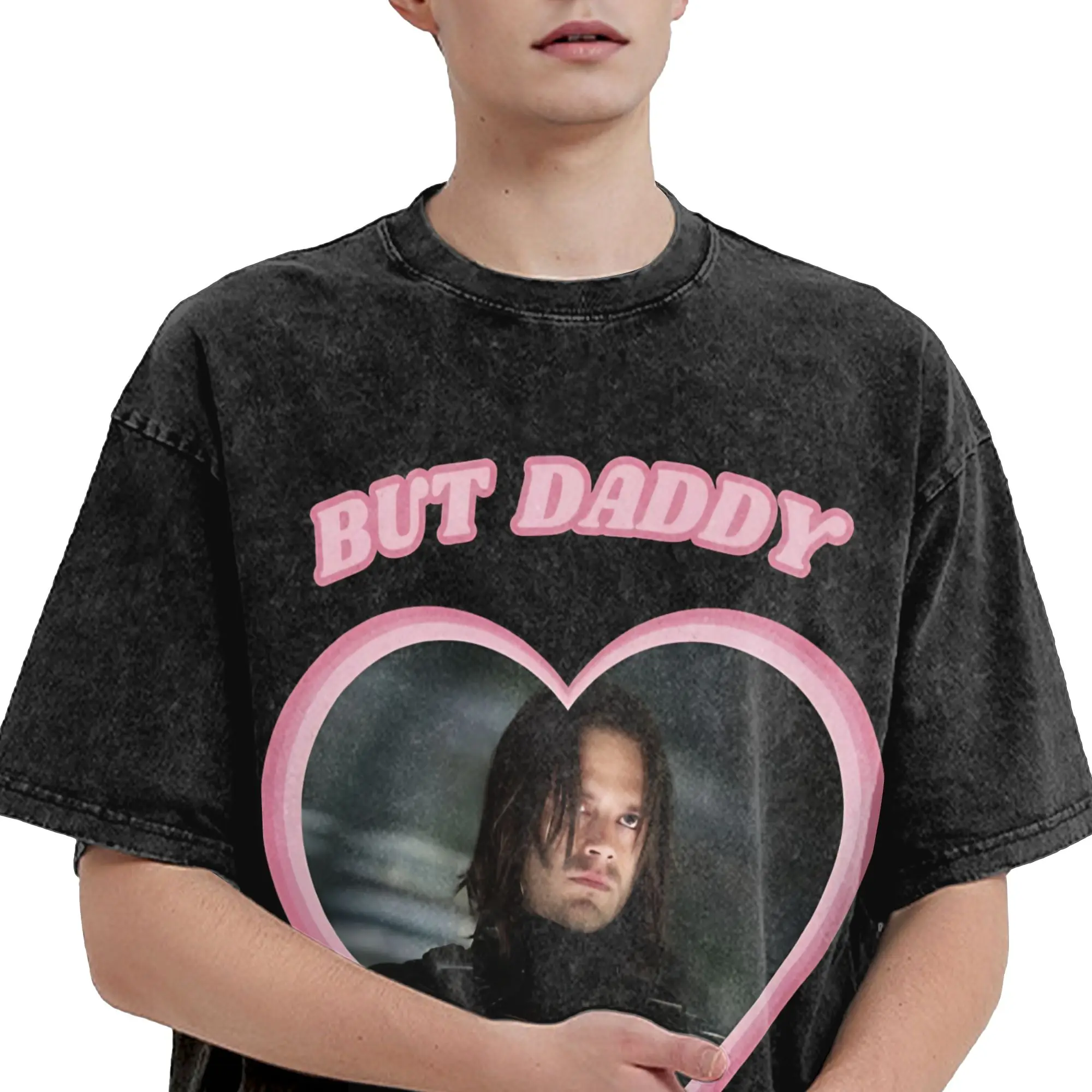 Harajuku Washed Shirts Soldier Bucky Barnes  Apparel Fashion T Shirt Oversize  Streetwear Short Sleeve Summer Tee Shirt