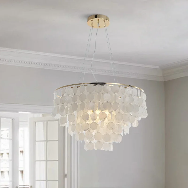 2026 Modern Shell LED Pendant Lamp Gold Chrome Seashell Ceiling Chandelier Hanging Light Fixtures Home Luminaire Suspension