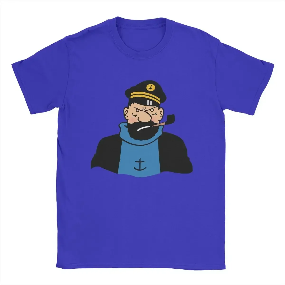 Captain Haddock Men T Shirts Cartoon Awesome Tee heavyweight 2024 Short Sleeve Crew Neck T-Shirts Pure Cotton Plus Size Clothes