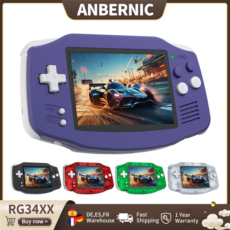 Anbernic – Console de jeu portable RG 34XX, écran IPS 3.4 pouces, Linux 64 bits, 3500mAh, RG34XX, lecteurs de jeu rétro, prend en charge le Streaming WIFI
