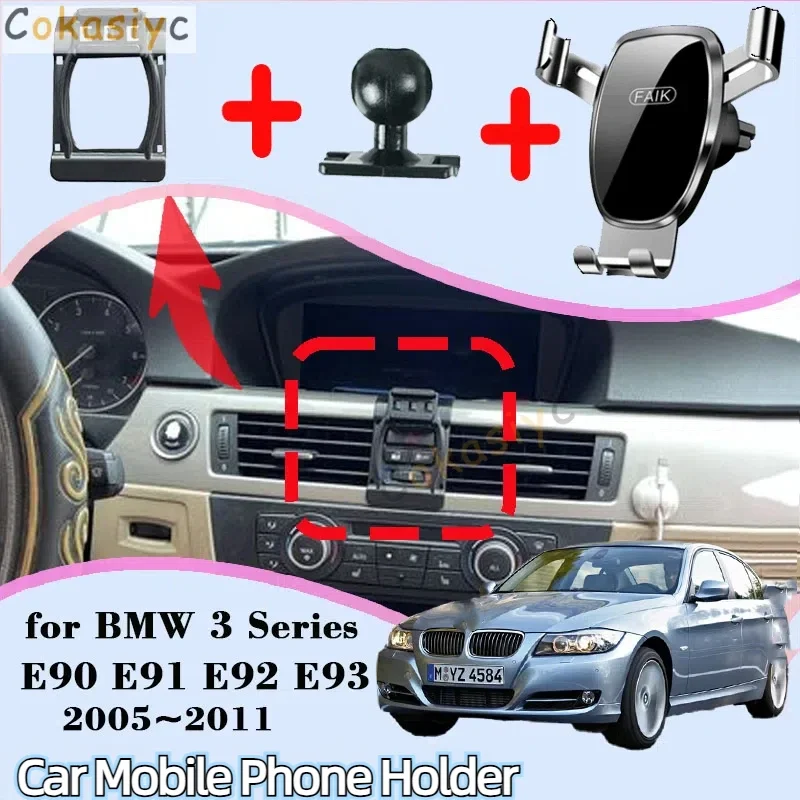 

Держатель мобильного телефона для BMW 3 серии E90 E91 E92 E93 2005 ~ 2011 Зажим для вентиляционного отверстия Подставка для сотового телефона Гравитационное автомобильное крепление Аксессуары