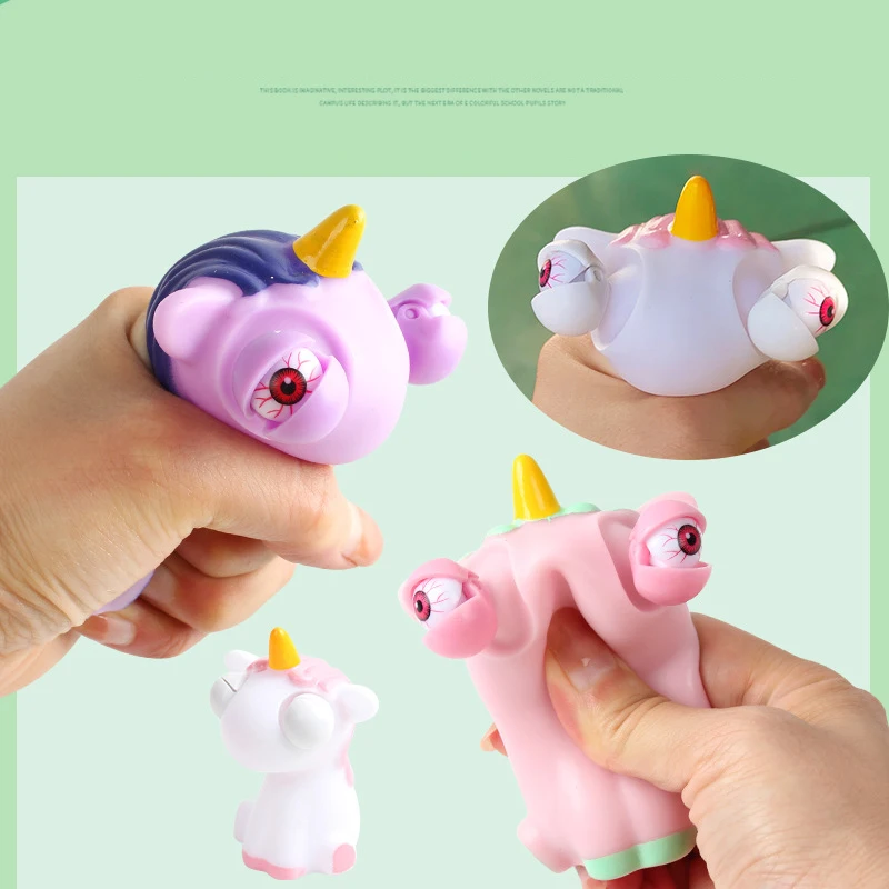 Creative Cartoon Squeeze Squinty-eyed Unicorn Doll Toys Children's Stress Relieving Toys With Weird Squinting Animal Shape Gift