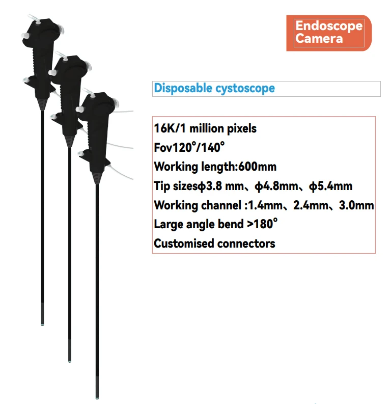 OD5.4mm endoscope camera flexible disposable cystoscope full hd 400P urology disposables