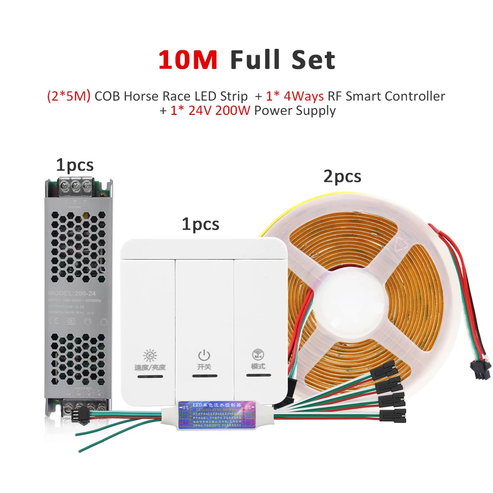 Ws2811 cob ic fließender wasser fluss led streifen licht dc 24v warm kühl weiß flex band auf off sync fernbedienung lineare band lampe